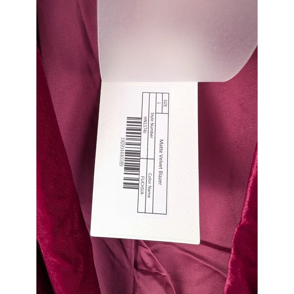 Endless Rose Velvet Jacket Womens‎ Large Fushia Blazer Single Button Pockets NWT - Picture 4 of 8